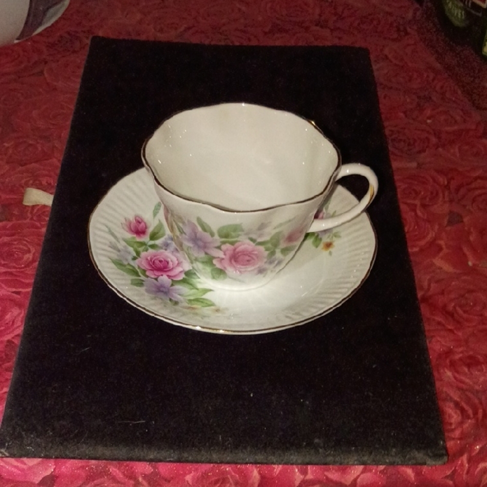 Floral Teacup and Saucer Set (Royal Minster)Bone China England